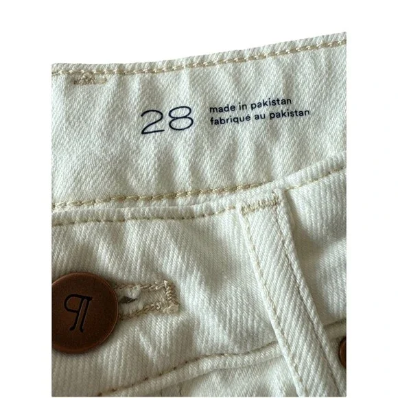 Anthropologie Pilcro The Austyn High Rise‎ Cuffed Jean Shorts Ivory Size 28 NWT - Picture 5 of 11